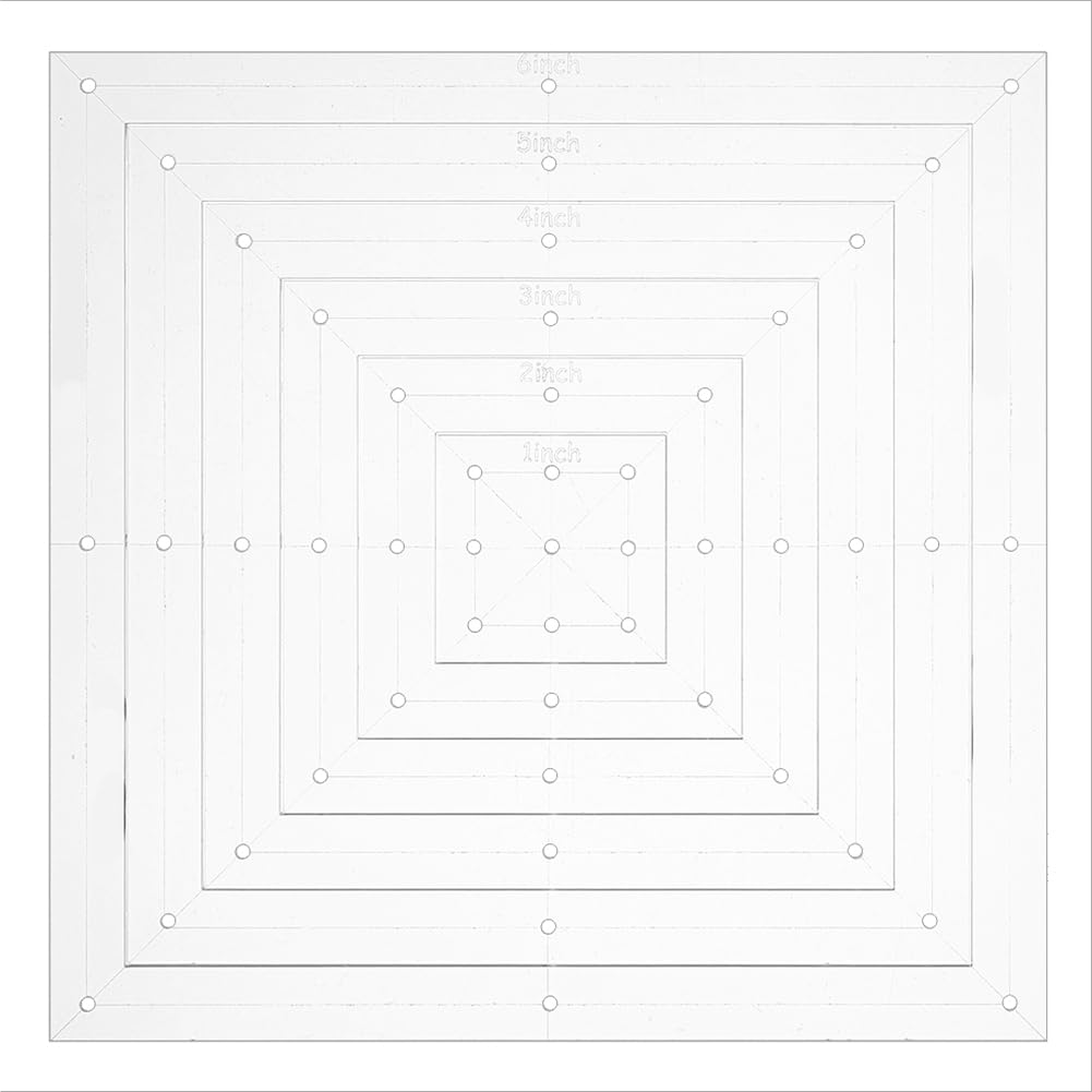 BENECREAT 6Pcs Square Quilting Template Set, 1/2/ 3/4/ 5/6 inch Acrylic Embroidery Tool, Drawing Line Template for Hand Quilting and Embroidery, 3mm Thick