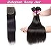 Malaysian Hair 3 Bundles With Closure Straight Remy Hair With Closure Human Hair Extensions Natural Black Double weft by Lovenea(12'' 14'' 16''&10''Closure)