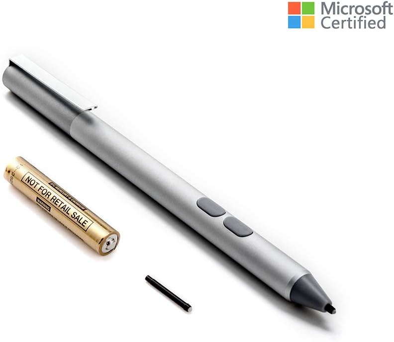Surface Pen 4096 Pressure Sensitivity Aluminium Body, 2 Soft Nibs for Surface 3/4/5/6, Surface Pro 3/ Pro 4/Pro 6/Pro(2017), Surface Book, Surface Laptop/Studio (Silver)