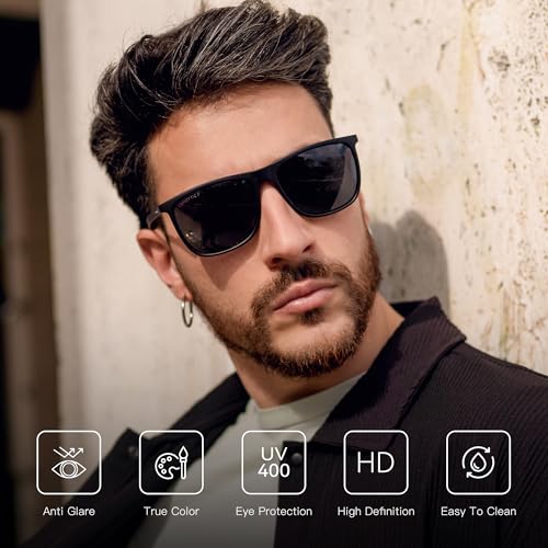 ZENOTTIC Square Polarized Sunglasses for Men Ultralight Carbon Fiber Sun Glasses Driving Fishing Golf UV400 Protection