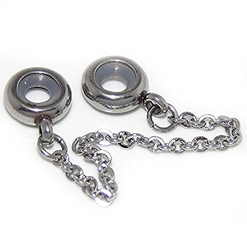 " The Forever Bracelet" Stainless Steel Starter Charm Bracelet for Adults & Kids Fits European Style Beads Comes with 2 Beads (Safety Chain B)