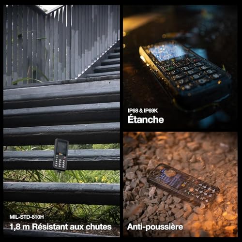 AGM M9 4G Rugged Mobile Phone, Waterproof IP68 and IP69K, Large Keys, Wide Font, Short Dialing, 3 Card Slots, FM Radio, Flashlight, 1200 mAh Battery