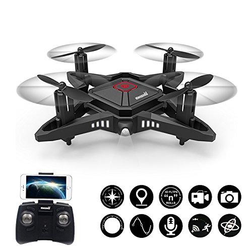 Foldable Mini RC Drone 2.4Ghz 6-Axis gyro Nano Quadcopter with HD Camera, Altitude Hold, 3D Flips, LED Lights, One Key Return and Headless Mode Drones for Beginners