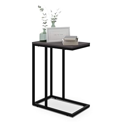 WLIVE Snack Side Table, C Shaped End Table for Sofa Couch & Bed, Grey