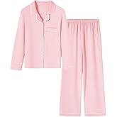 Umeyda Girls & Women Pajamas Set Long Sleeve Button-Down Sleepwear Nightwear Soft Pjs Set Loungewear