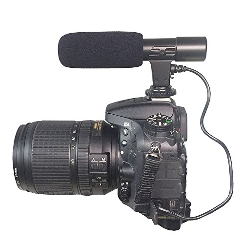 Riqiorod Camera Microphone Mic-01 3.5mm Digital Video on-Camera Recording Microphone for D-SLR Camera Canon EOS Rebel T6i Sony A7R Panasonic Olympus, Black - Thumbnail 7