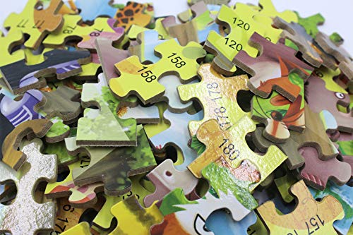 Aimeio 200 Pieces Wooden Mermaid Jigsaw Puzzle Kids Educational Puzzles Toys to Develop Dexterity and Problem Solving with Metal Storage Box