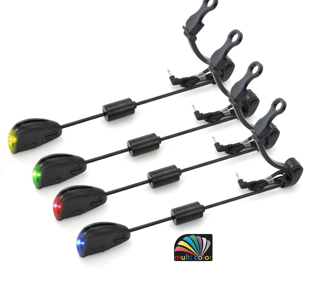TMC Carp Fishing Swingers with Changeable LED Light Colour (7 Colours) Carp Bite Indicator, Supplied in a case