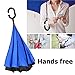 Glamore Umbrella, Reverse Umbrella, Creative Double Layer Hands Free Inverted Umbrella Straight Waterproof Inside Out Travel Umbrella (Blue&Black)