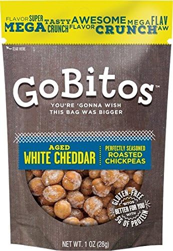 GoBitos Roasted Chickpeas, Aged White Cheddar, 1 oz Bags (Pack of 6)