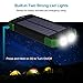 Solar Charger with Qi Wireless Charging, Fojojo 10000mAh Solar Phone Charger with 2.1A Input/Output, Waterproof Outdoor Portable Solar Power Bank with Strong Flashlight and Carabiner Compass