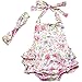 DQdq Baby Girls' Floral Print Ruffles Romper Summer Dress White Peony 12 Month