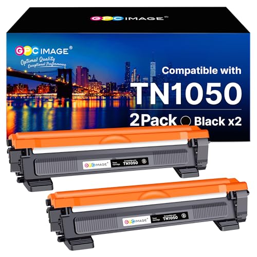 GPC Image TN1050 Compatible for Brother TN1050 TN-1050 Toner Cartridges for DCP-1612W DCP-1610W HL-1210W MFC-1910W HL-1112 HL-1212W DCP-1510 MFC-1810 DCP-1612 (Black, 2-Pack)