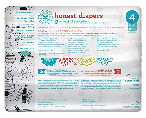 Honest Baby Diapers, Space Travel, Size 4, 116 Count