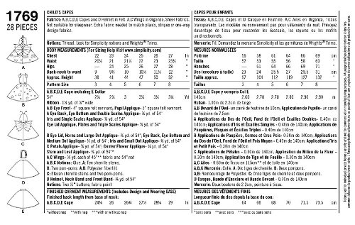 Simplicity 1769 Child's Cape Costumes A (3-4-5-6-7-8)