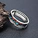 TIGRADE 6mm 8mm Deer Antlers Titanium Ring Turquoise Wood Inlaid Wedding Band