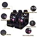 CAR PASS Universal Fabric Car Seat Covers, Print Pink Flower and Butterfly Seat Covers Full Set with Airbag Compatible, Fit Sedans,Cars,Vans,Suitable for Women & Girly (Black and Pink)
