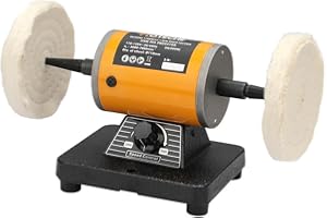 Hoteche 4-3/8-Inch Bench Buffer Polisher Adjustable Speed Electric Buffing Machine for Metal, Wood, Jewelry, Sanding, Waxing