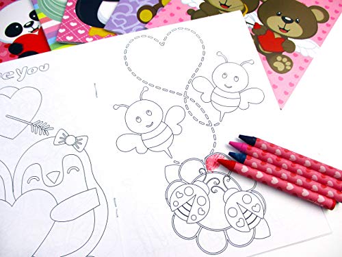 Download Tinymills Valentine S Day Coloring Book And Crayon Set For Kids Party Favors With 12 Coloring Books