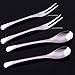 VANRA 5in 4-Piece Flatware Set - Silver Stainless Steel - 2 Forks and 2 Spoons - Salad, Teaspoon, Cocktail, Coffee, Serving, Appetizer