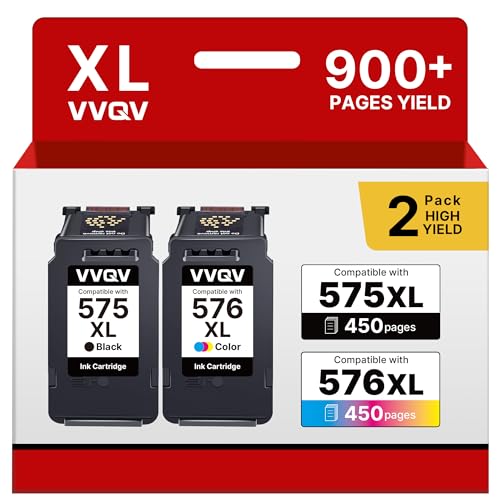 PG-575XL CL-576XL Printer Cartridges Multipack 575 XL 576 XL Ink Cartridge for Canon 575 576 Cartridges 575XL 576XL PG575 CL576 for Canon Pixma TS3550i TS3551i TR4750i TR4751i Cartridges (Black, Colour)