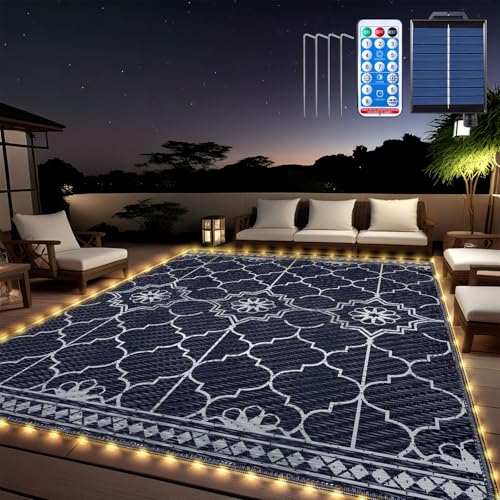 Lighted Outdoor Rug 8x10 ft Solar Powered Patio