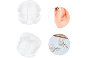 KASBEE Silicone Earring Backs, Clear Earring Backings, 12PCS Soft Earring Stoppers, Safety Back Pads Backstops, Earring Stopper Replacement for Fish Hook Earring Studs Hoops