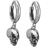 Skull earrings for Women Girl Ladies,925 sterling silver Platinum plating | skull Hoop earrings.