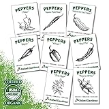 Hot Pepper Seeds - Organic Heirloom Chili Seed Variety Pack for Planting - Cayenne, Jalapeno, Habanero, Poblano, and More