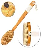 Body Brush for Dry Brushing Made of Bamboo and Boar Bristle with Detachable Long Handle Perfect for Dry Skin Brushing, Shower and Bath,Body an Essential for Cellulite Reduction, Skin Exfoliation