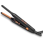 Terviiix Small Flat Iron for Short Hair, Temperature Adjustable Pencil Flat Iron Fast Heat Up, 3/10 Inch Beard Straightening Iron Dual Voltage with Tourmaline Ceramic Plates, Auto Shut Off