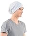 Z&S Vintage Men Baggy Beanie Slouchy Knit Skull Cap Hat (Light Gray with White)