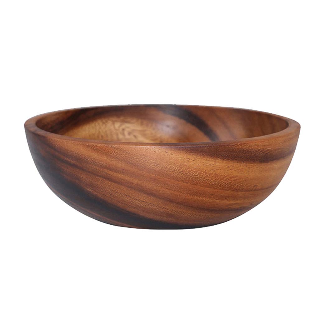 HEMOTON Wooden Bowl Salad Bowl for Rice Soup Pasta Mixing Ice Cereal Snacks Serving Bowl Size XL