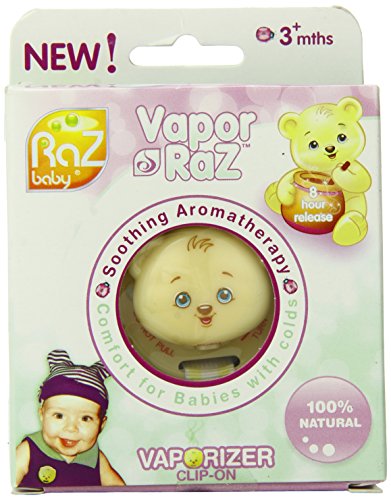 Razbaby Vapor-Raz Aromatherapy Clip with Menthol/Eucalyptus and Lavender Pads, 3 Months