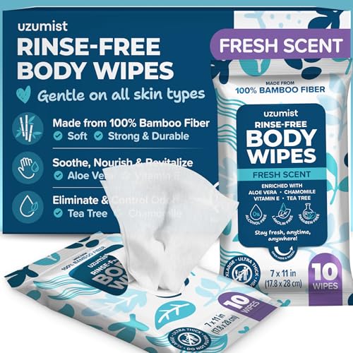 Body Wipes for Adults Bathing No Rinse 50pc XL - Ultra Thick Shower Travel Wipes for Personal Cleansing & Hygiene Essentials, Elderly Care, Incontinence Disposable Washcloths for Women Men