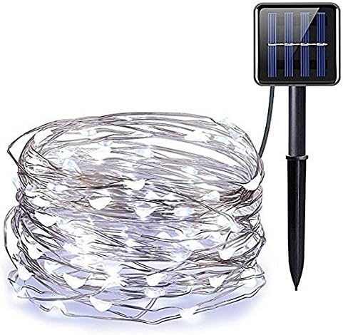 ALANN Solar Powered String Lights, 200 LED Copper Wire Lights8 modes,Starry Fairy Lights,Indoor/Outdoor Waterproof Solar Decoration Lights for Gardens, Home, Party Decorative(White)
