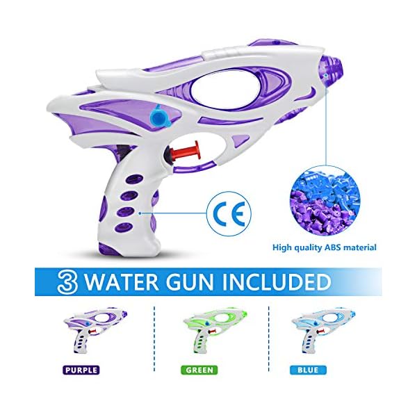Ucradle Water Pistols For Kids,3Pack Super Gun Blaster Cool Small Pistol Guns Outdoor Beach Garden Toy Pool Bath Party…