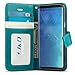 J&D Case Compatible for Samsung Galaxy S9 Plus Case, RFID Blocking Wallet Case, Slim Fit Heavy Duty Protective Flip Cover with Card Slots for Galaxy S9 Plus Wallet Case Aqua