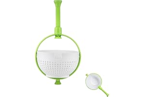 ZEHRAI Salad Spinners, Multi-Use Collapsible Spinning Colander with Handle Non-Scratch Steady Vegetable Spinner Fruit Washer Lettuce Cleaner and Dryer, White & Green