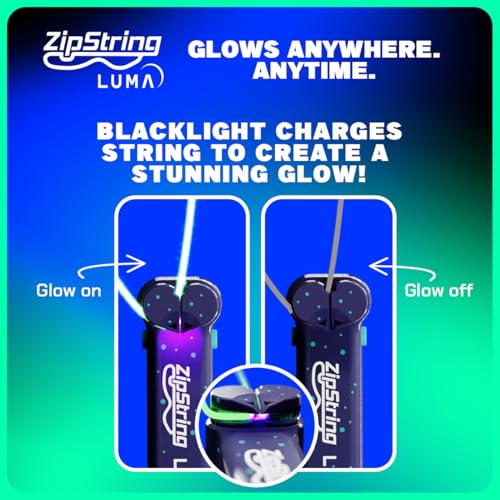 ZipString Luma - The Patented Glow-in-The-Dark Toy That Flies a Loop of String, Creates Endless Shapes and Tricks Built-in LED for Glowing Fun. Perfect STEM Gift for Kids & Adults. Wonderment Awaits