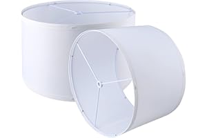 BDROFN Lamp Shades Set of 2, Drum Lampshades 12.6" Top x 12.6" Bottom x 8" High, Easy Assembly Replacement Lamp Shades for Table Lamps Floor Lamps Natural Linen White Lampshades Spider Fitter