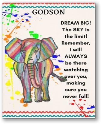 Godson Canvas Nursery Wall Art Print, Perfect Christening/Baptism/Birthday Gift for Godson from Godmother or Godfather