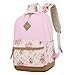 School Backpacks for Teen Girls Lightweight Canvas Backpack Bookbags Set (Pink)