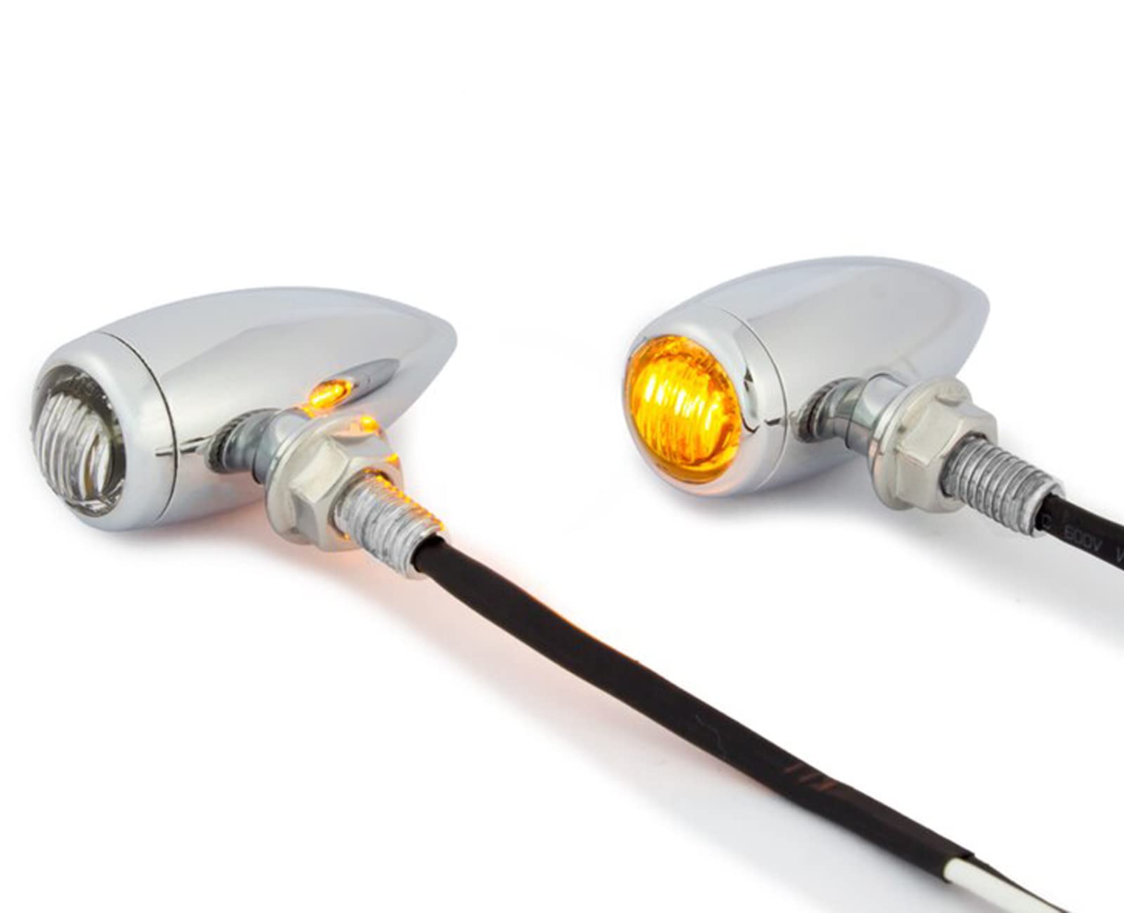 Small Discreet Bullet LED Indicators Turn Signals Blinkers Flashers for Classic Car Pick Up Motorcycle Motorbike in CHROME Aluminium