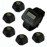 SINGCALL Wireless Calling System, Wireless Waiter Service System, for Bank, Pack of 5 Buttons and 1 Watch, For Restaurant,Cafe, Fast Food Restaurant,Hotel,Club,Bar,Night Club,Hospital,Factory,Office
