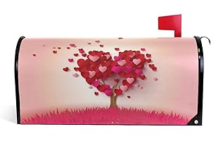 SUABO Red Love Tree Magnetic Mailbox Cover Valentines Day Mailbox Wrap Post Letter Box Cover Home Decorative for Standard Mailboxes