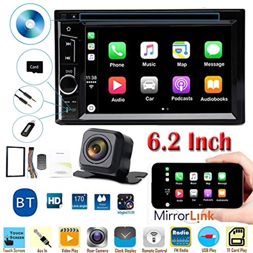 Double Din Car Stereo 6.2Inch DVD Player for Mercedes Benz C/CLC/CLK-Classe HD Touch Screen Bluetooth Hands-free AM/FM Mirror Link (IOS & Android) with Rear View Camera