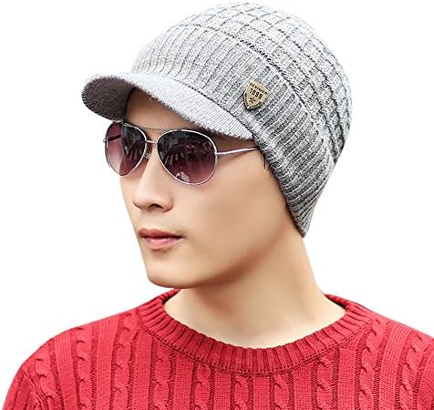 Thenxin Unisex Beanie with Visor,Men Women Wool Knit Ski Caps Baggy Slouchy Beanie with Brim