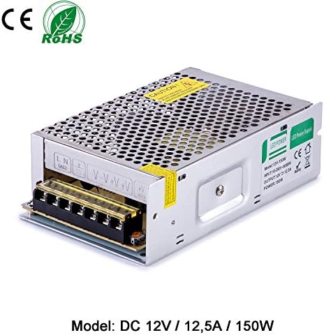 Liqoo LED Transformer Power Supply Driver Adapter 150W 12.5A Trafo DC 12V for LED Bulbs Strip Light LED Stripe Lighting