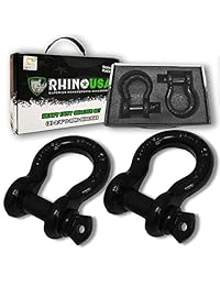 Rhino USA grilletes de anillo D, Paquete de 2, Negro